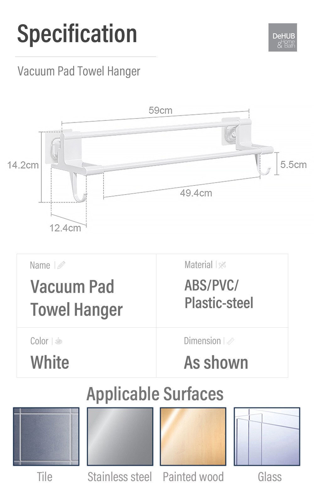 KOREA DeHUB Vacuum Pad Towel Hanger-9